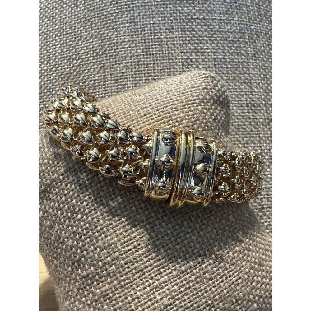 Gold Toned Magnetic 7" Bracelet Dbl Layer 27.3g Easy Close